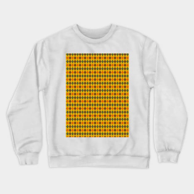 Mustard Yellow Brown Green and Orange Argyle Pattern Diamond Checks Crewneck Sweatshirt by squeakyricardo